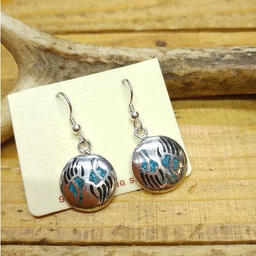 ピアスターコイズインレイ ベアパウ(肉球)  Silver925ペア売り ユラユラ揺れるピアです エ...