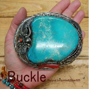 超特大の熊爪 ターコイズ インディアンジュエリー バックル F