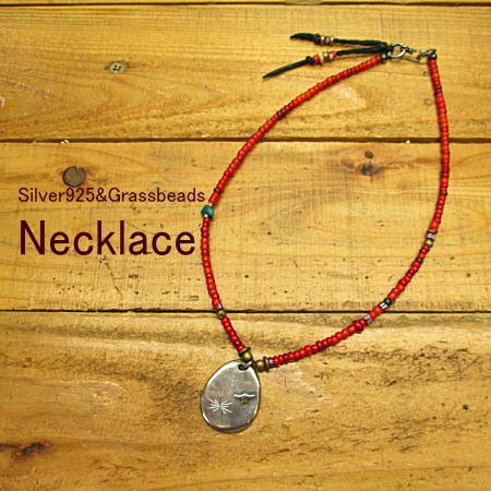 ネックレス Silver925 アンティークガラスビーズ  ネイティブアメリカン アクセサリー メタ...