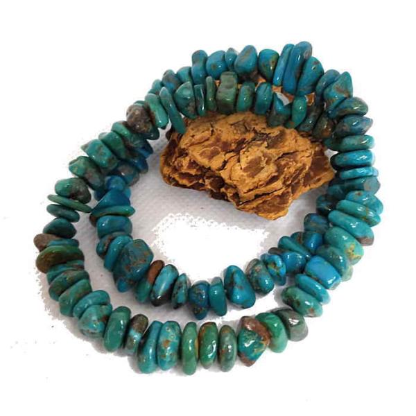 B-67 ターコイズビーズ　材料 さざれ ブルーグリーン 1連40ｃｍ 太さ約9ｍｍ前後 アクセサリ...