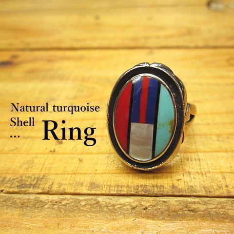 ターコイズリング インレイ Silver925　ズニ　指輪/オーバル/ネイティブ/インディアン