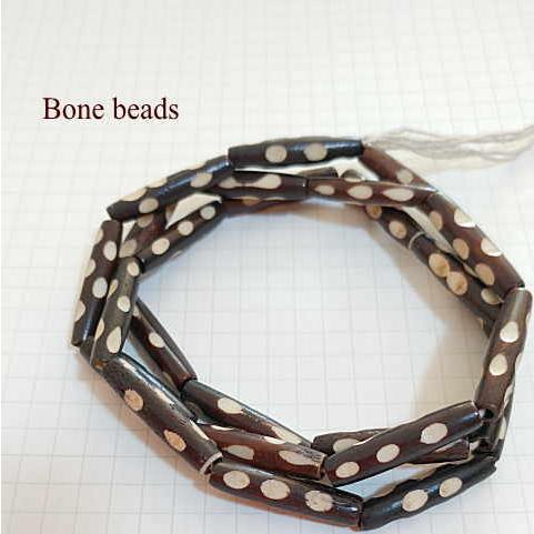 BB-11 ボーンビーズ 骨 パイプ ドット柄1連売り 1連1000円(税別) 焦げ茶色染め ブラウ...