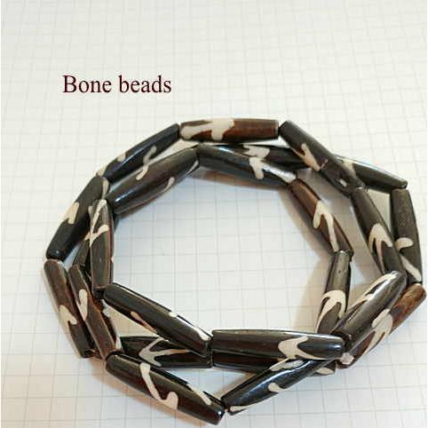 BB-13 ボーンビーズ 骨 パイプ チキンフット柄1連売り 1連1000円(税別) 焦げ茶色染め ...