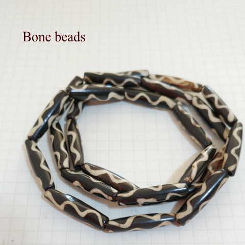 BB-17 ボーンビーズ 骨 パイプ きつめの波模様1連売り 1連1000円(税別) 焦げ茶色染め ...