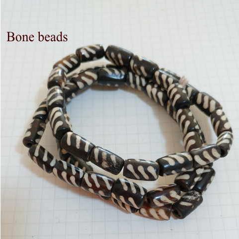 BB-23 ボーンビーズ 骨 樽型1連売り 1連1000円(税別) 焦げ茶色染め ブラウン パーツ ...