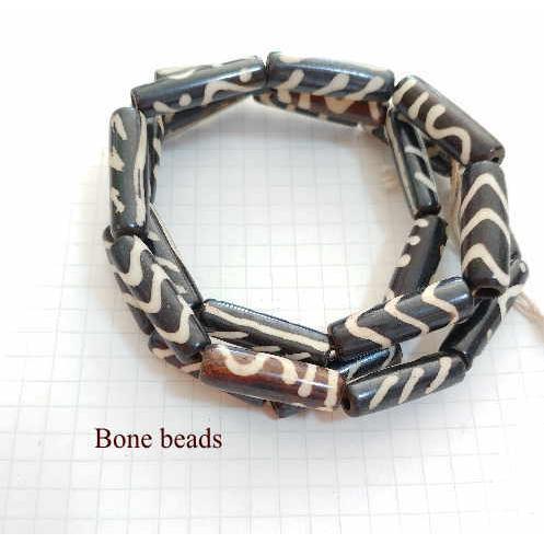 BB-5 ボーンビーズ 骨 長いタイプ1連売り 1連1000円(税別) 焦げ茶色染め ブラウン パー...