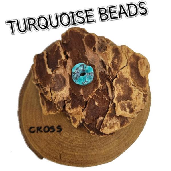 EB-58 円盤ターコイズビーズ  大穴 チベタリアンターコイズ　アクセサリー/パーツ/ゴローズのカ...