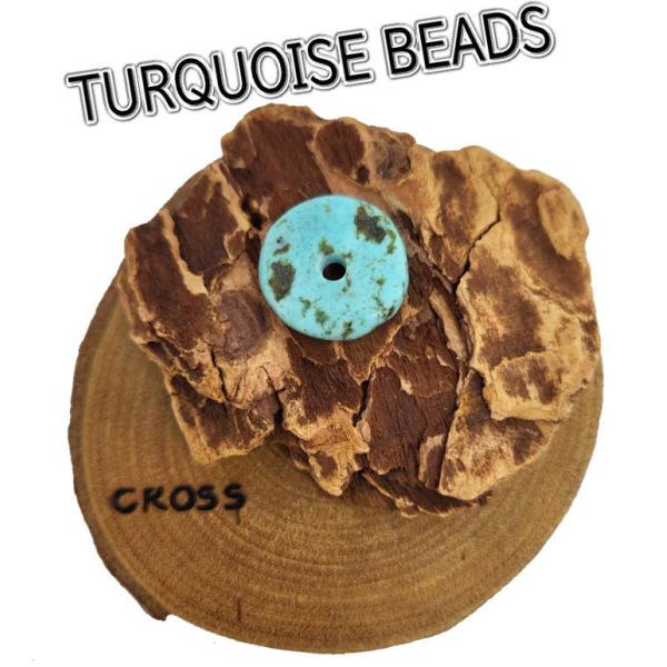 EB-80 円盤ターコイズビーズ  大穴 産地不明ターコイズ　アクセサリー/パーツ/ゴローズのカスタ...