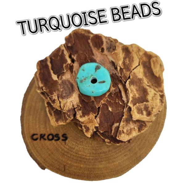 EB-82 円盤ターコイズビーズ  大穴 産地不明ターコイズ　アクセサリー/パーツ/ゴローズのカスタ...