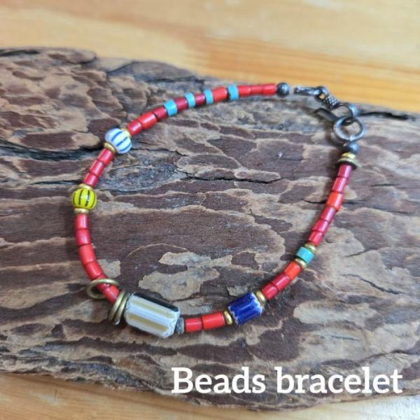 rym-308希少アンティークビーズブレスレット手首のサイズ17ｃｍの方 ネックレス ブレスレット ...