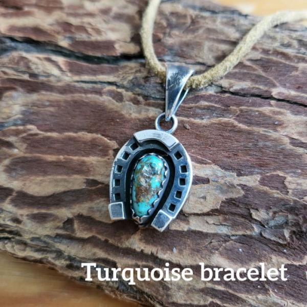 rym-317ターコイズペンダント馬蹄 Royston Silver925ハンドメイド/トップ　アク...