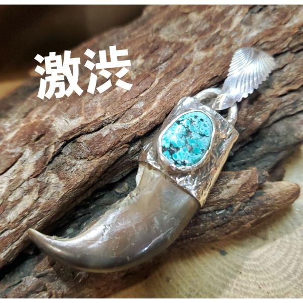 rym-65ベアクロー ターコイズ ペンダント Turquoise 熊爪 ネックレス Silver9...