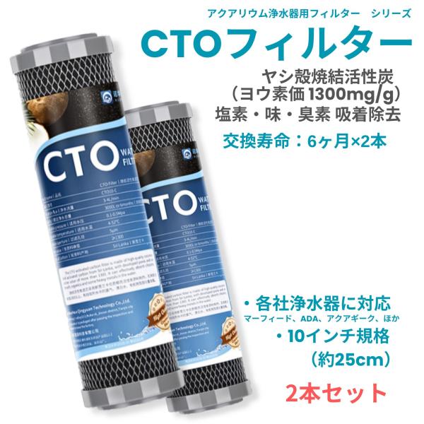 アクアリウム 水槽 浄水器 フィルター CTO 2本セット ハイグレード ヤシ殻 焼結活性炭 塩素 ...
