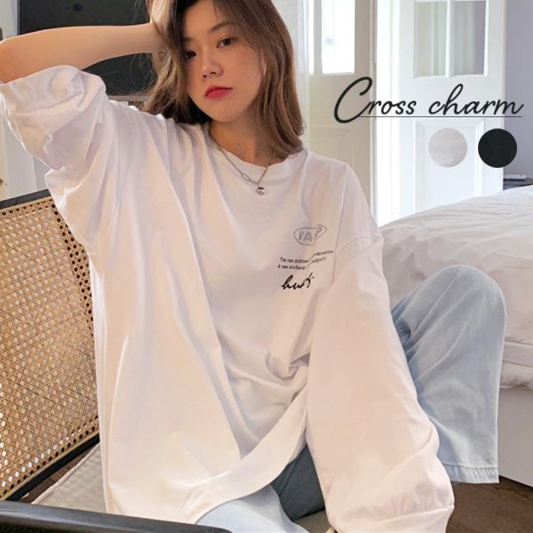 ロンT ロンティー Tシャツ トップス シックプリント 大人 ゆったり 大きい 大きいサイズ ロング...