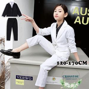 入学式 スーツ 子供服 女の子 ブラウス付き フォーマル スーツ 無地 ジャケット ズボン ブラック ホワイト 卒業式 入園準備 小学校 卒園式 七五三 受験 結婚式 Set119 Crossyou 通販 Yahoo ショッピング