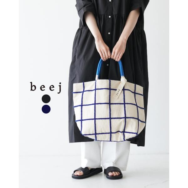 ビージ beej ループ チェック ビッグ トートバッグ beej Loop check big t...