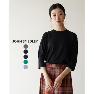 ジョンスメドレー  JOHN SMEDLEY【日本別注】30G クルーネック ターンバック リブ カフ セーター　半袖 ターンバック クルーネック ニット 2024春夏 S4727｜Crouka Yahoo!店