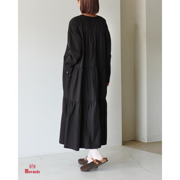 アウトレット！マオメイド mao made ワンピース 前はスッキリ 後はふんわりティアードワンピー...