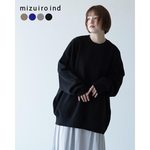 ミズイロインド mizuiro ind クルーネック ワイド プルオーバー crew neck wi...