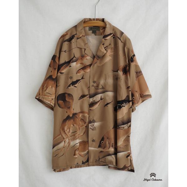 ナイジェル・ケーボン Nigel Cabourn アロハシャツ ギョグン 魚群 メンズ ALOHA ...