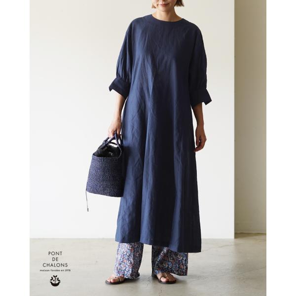 【先行予約】ポンデシャロン PONT DE CHALONS リネンパフスリーブワンピース(ペチコート...