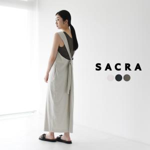 サクラ SACRA ビスコースリネン Vネック ノースリーブ ワンピース レディース 2022春夏 122113041｜crouka