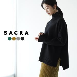 サクラ SACRA ハーフ ウーステッド ウール ハイネック プルオーバー ニットセーター レディース 2022秋冬 122534082｜crouka