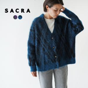 サクラ SACRA モヘア プラッド ジャガード カーディガン MOHAIR PLAID JACQUARD CGN ニットカーディガン レディース 123530081 セール｜crouka