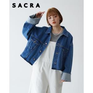 SACRA サクラ 126104031 クロップドデニムジャケット ネイビー
