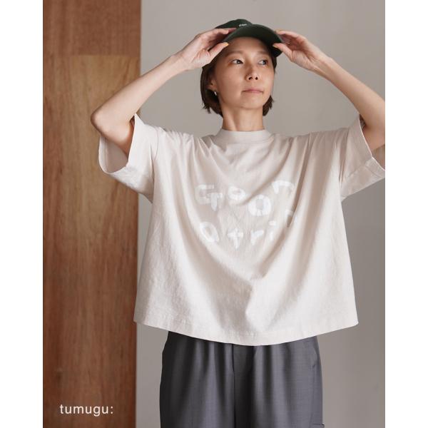 ツムグ tumugu Tシャツ ラフィ天竺 プリントTシャツ "go on a trip" レディー...