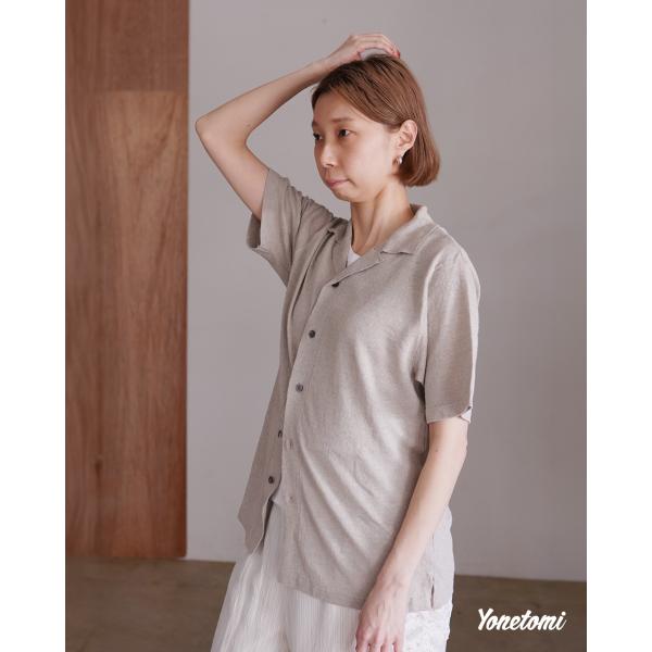 ヨネトミ Yonetomi NEW BASIC 亜麻色 リネン ニットシャツ ユニセックス AMA ...