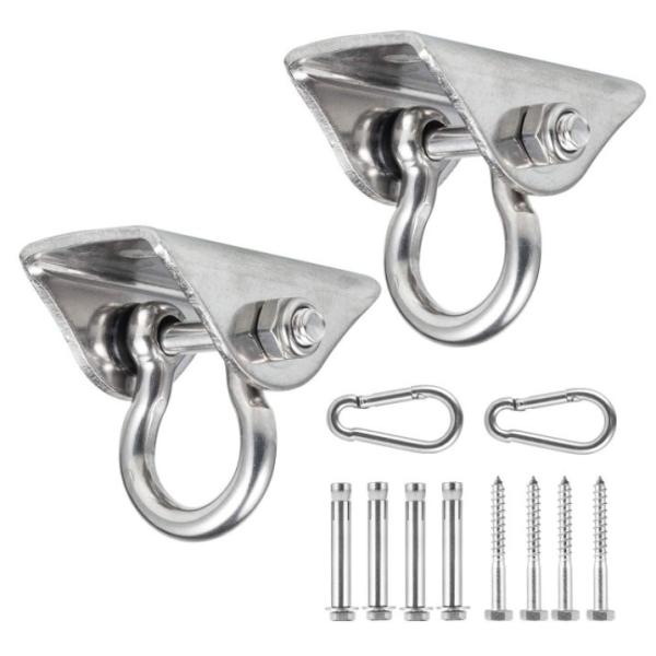 ブランコ ハンモック 吊り金具  ステンレス スチール 180度  天井 吊りフック 取り付け カラ...