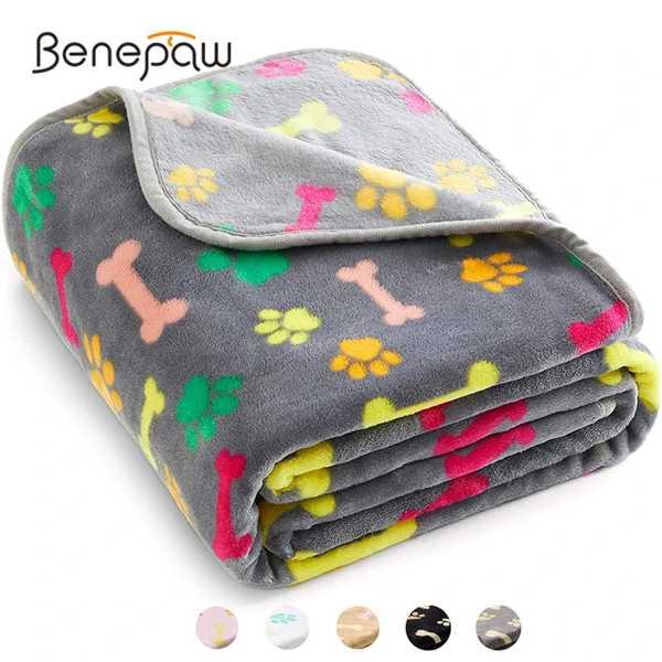 Benepaw-犬と猫のための居心地の良い毛布 冬と秋のための暖かくて軽いフリースのベッドマット 柔...