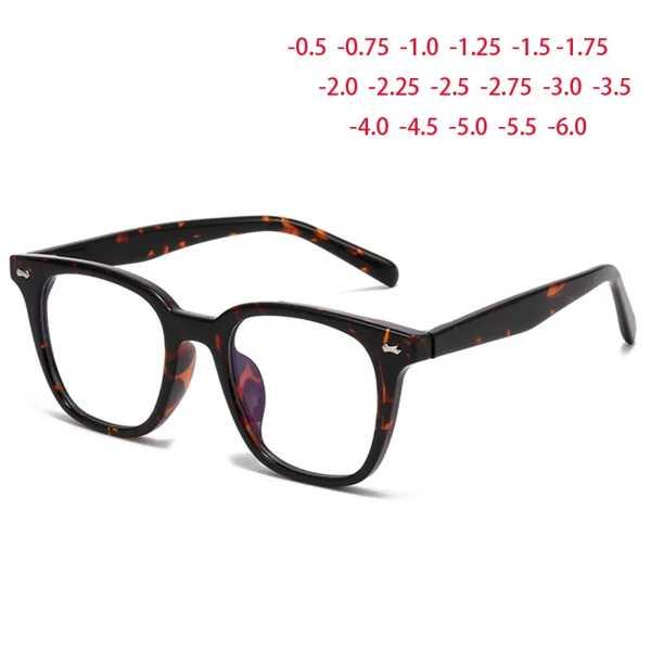 Tr90メタルピンフレームビッグスクエア眼鏡矯正装置近視-0.5 -0.75 -1.0〜2.0