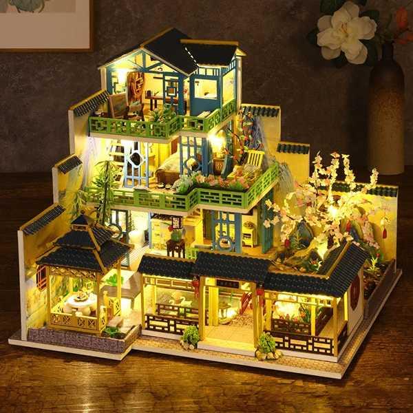 子供のためのミニチュア木製ドールハウス DIYおもちゃ 家具 誕生日プレゼント p013