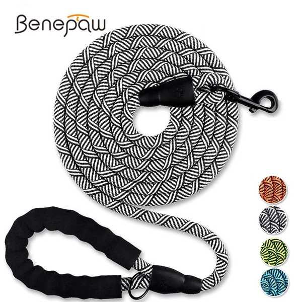 Benepaw-頑丈な犬の鎖 快適なパッド入りハンドル 中型および大型のペット用の反射型ひも ウォー...