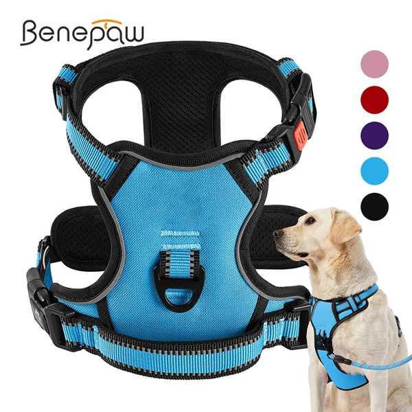 BENEPAW-犬用のパッド入り子犬用ハーネス 反射防止ハンドル付きの快適なペットベスト 小 中 大