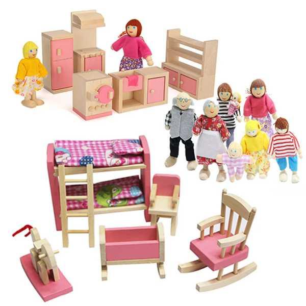 Miniature Wooden Dollhouse Furniture House Play To...
