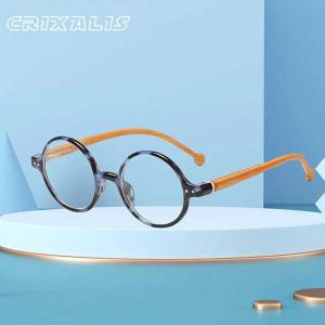 Acrixalis-男性と女性のためのレトロな丸い老眼鏡 透明なガラスフレーム 青いアンチライト 光学トレンディ 老眼に適しています｜crowdshop