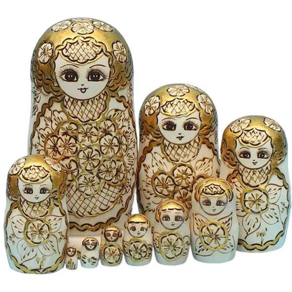 木製のロシアのマネキン人形 10個 積み重ね可能なおもちゃ matryoshka 家の装飾のための伝...