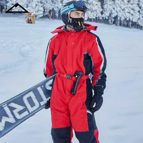 フード付きメンズスノーオーバーオール スキースーツ スノーボードウェア 暖かいスポーツウェア 冬のメ...