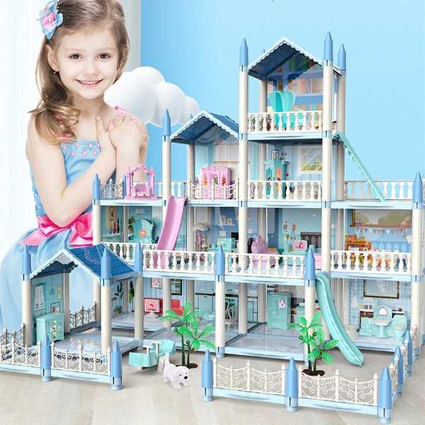 大きな3Dプリンセスハウス ピンクの城 スライドヤードキット付きの家 子供のおもちゃ ギフト