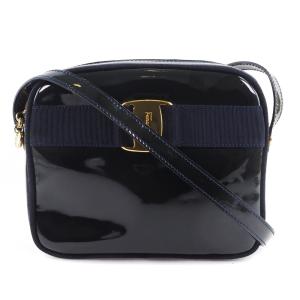 Salvatore Ferragamo フェラガモ ショルダーバッグ ヴァラ D213096 ブラック リザード型押しレザー レディース ゴールド金具【本物保証】 FERRAGAMO（フェラガモ） ショルダーバッグ ヴァラ リザード型押し