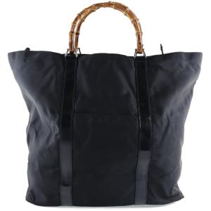 グッチ GUCCI バンブー トートバッグ ナイロンキャンバス 黒 【67778