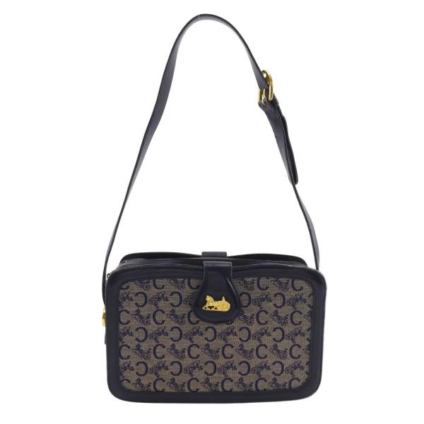 CELINE セリーヌ Cサルキー ヴィンテージ オールドセリーヌ ショルダーバッグ キャンバス×レ...