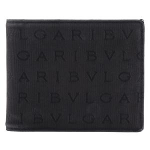 BVLGARI ブルガリ ロゴマニア 札入れ 二つ折り財布 キャンバス 黒 メンズ【H132425719】中古