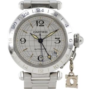 CARTIER カルティエ パシャC メリディアン GMT 2Cチャーム付 W31078M7 腕時計 SS 自動巻き ユニセックス シルバー文字盤【H150326474】中古