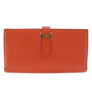 HERMES（エルメス） ベアンクラシック □H 長財布 シェーブル オレンジ 