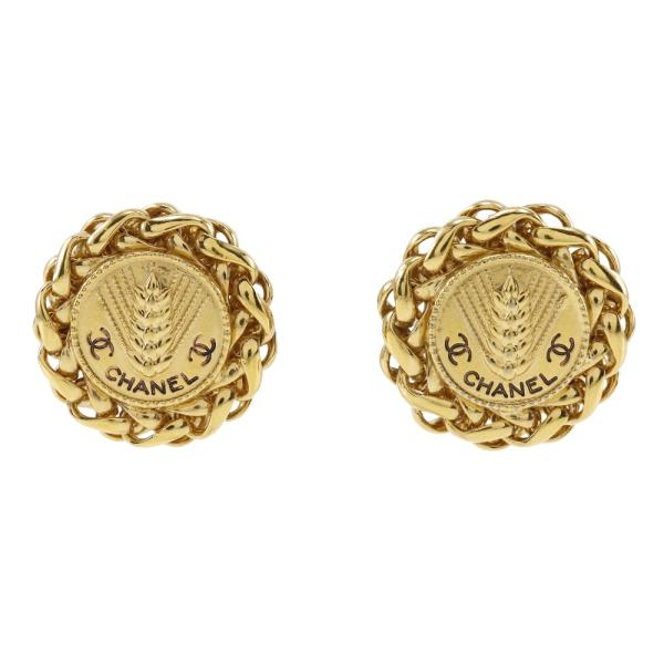 CHANEL シャネル 稲穂モチーフ ヴィンテージ イヤリング 金メッキ 約50.0g レディース【...