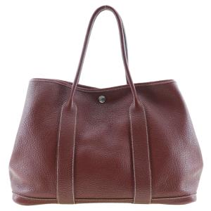 HERMES エルメス ガーデンパーティPM □P トートバッグ ネゴンダ ルージュアッシュ 赤 レディース【I171823162】中古